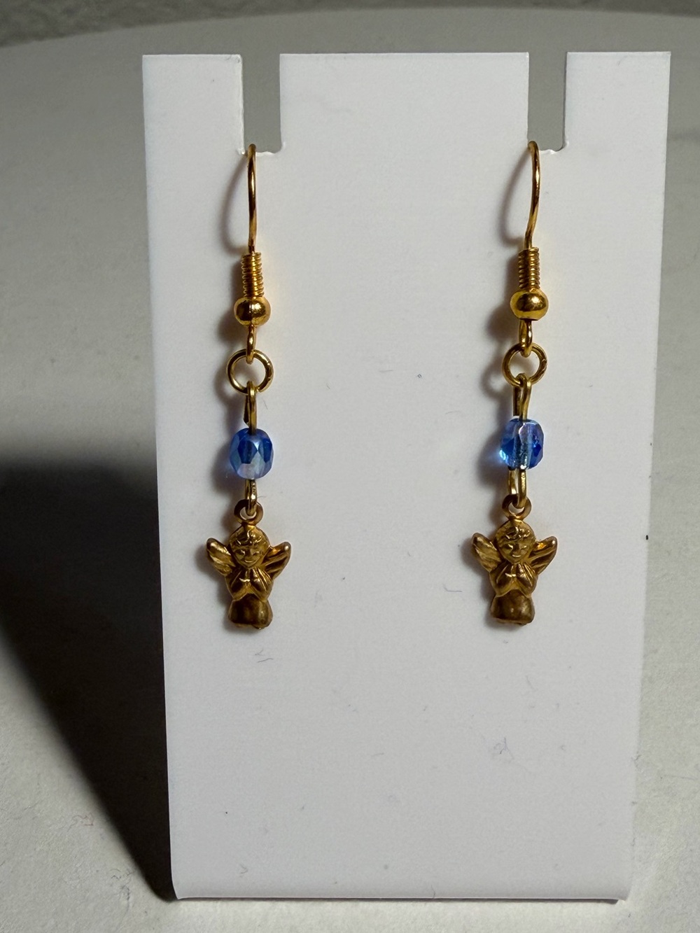 🦔 Blue Crystal Angel Earrings